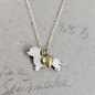 Preview: Hundesilhouette mit 585 Goldherz – Silberanhänger