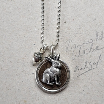 Preview: lange Kugelkette mit Hornscheibe, Hase & Eichel