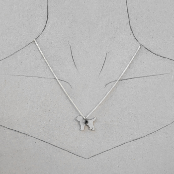 Preview: Hundesilhouette mit Herz – Silberanhänger