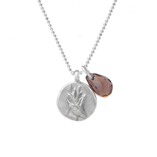 Kette mit Symbolanhänger und Edelsteintropfen "Waldgeflüster"